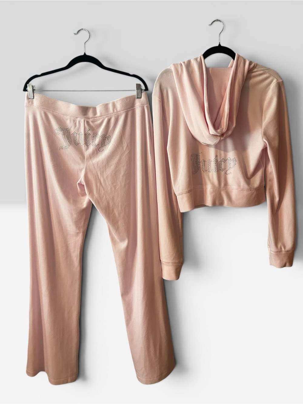 Juicy Couture Pink Velour Rhinestone Tracksuit Large Vintage Pink label